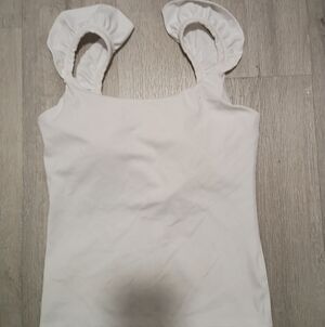 Yogalicious White Ruffle Strap Tank Top